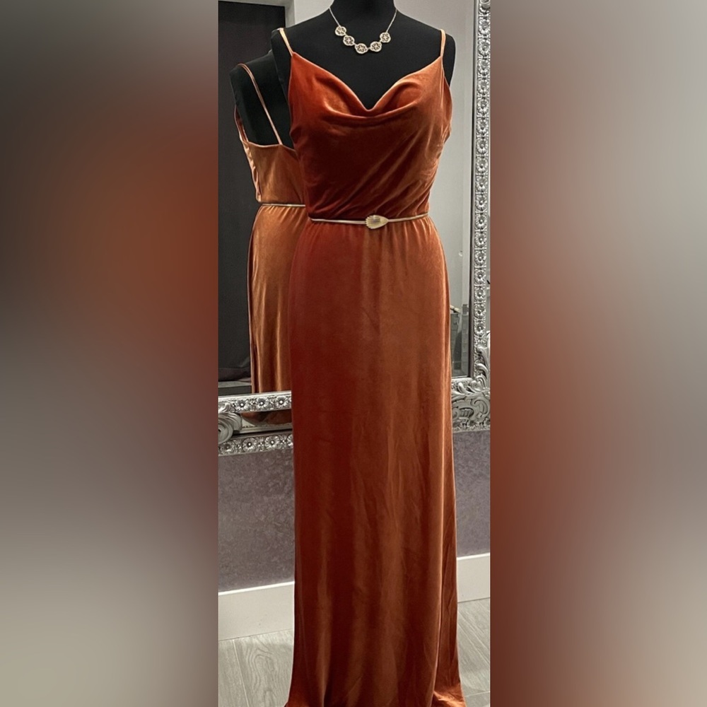 SORELLA VITA Rust Velvet Orange Gown